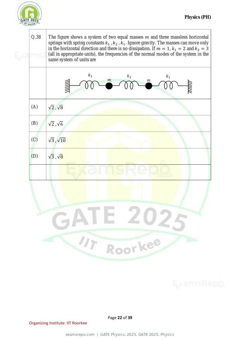 GATE Physics 2025 question paper, GATE 2025, Physics, page 22 of 39