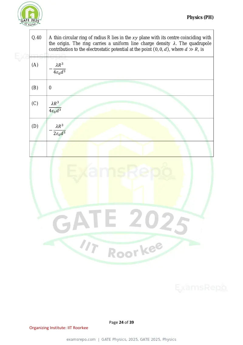 GATE Physics 2025 question paper, GATE 2025, Physics, page 24 of 39