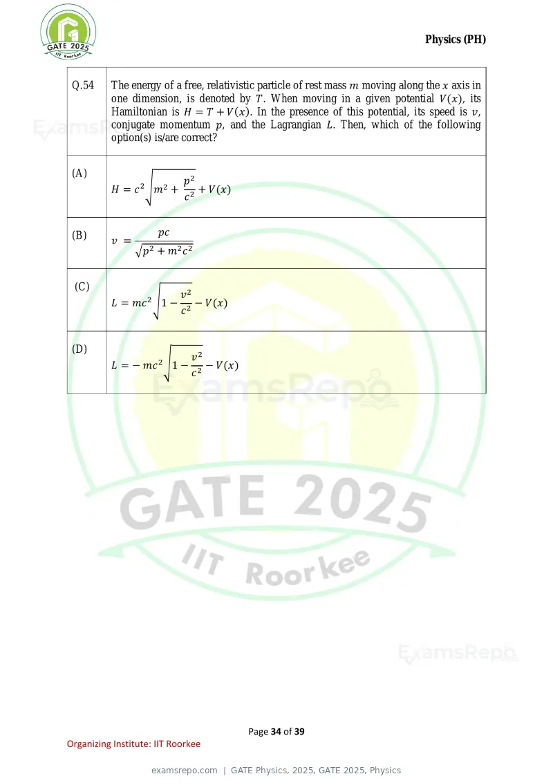GATE Physics 2025 question paper, GATE 2025, Physics, page 34 of 39