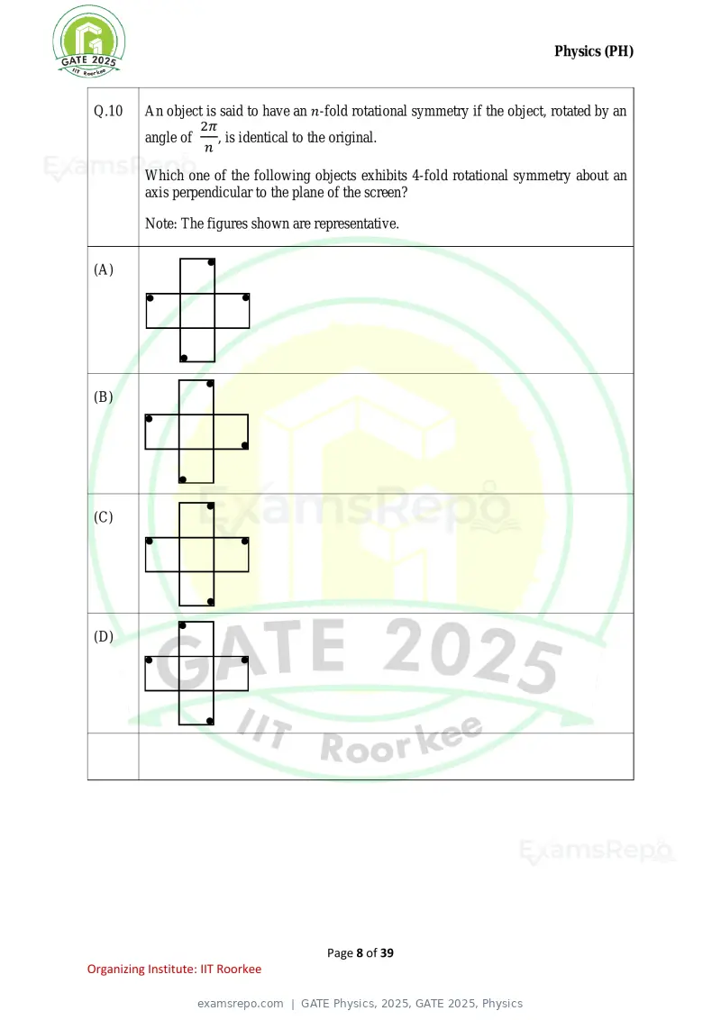 GATE Physics 2025 question paper, GATE 2025, Physics, page 8 of 39