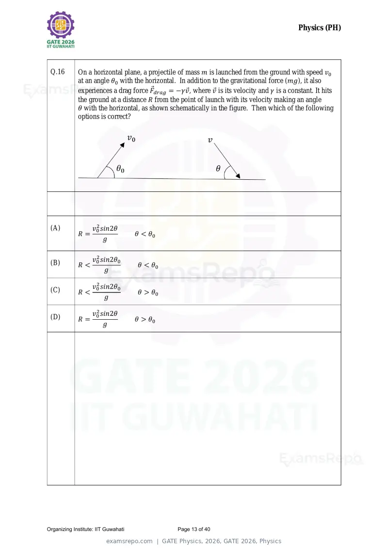 GATE Physics 2026 question paper, GATE 2026, Physics, page 13 of 40