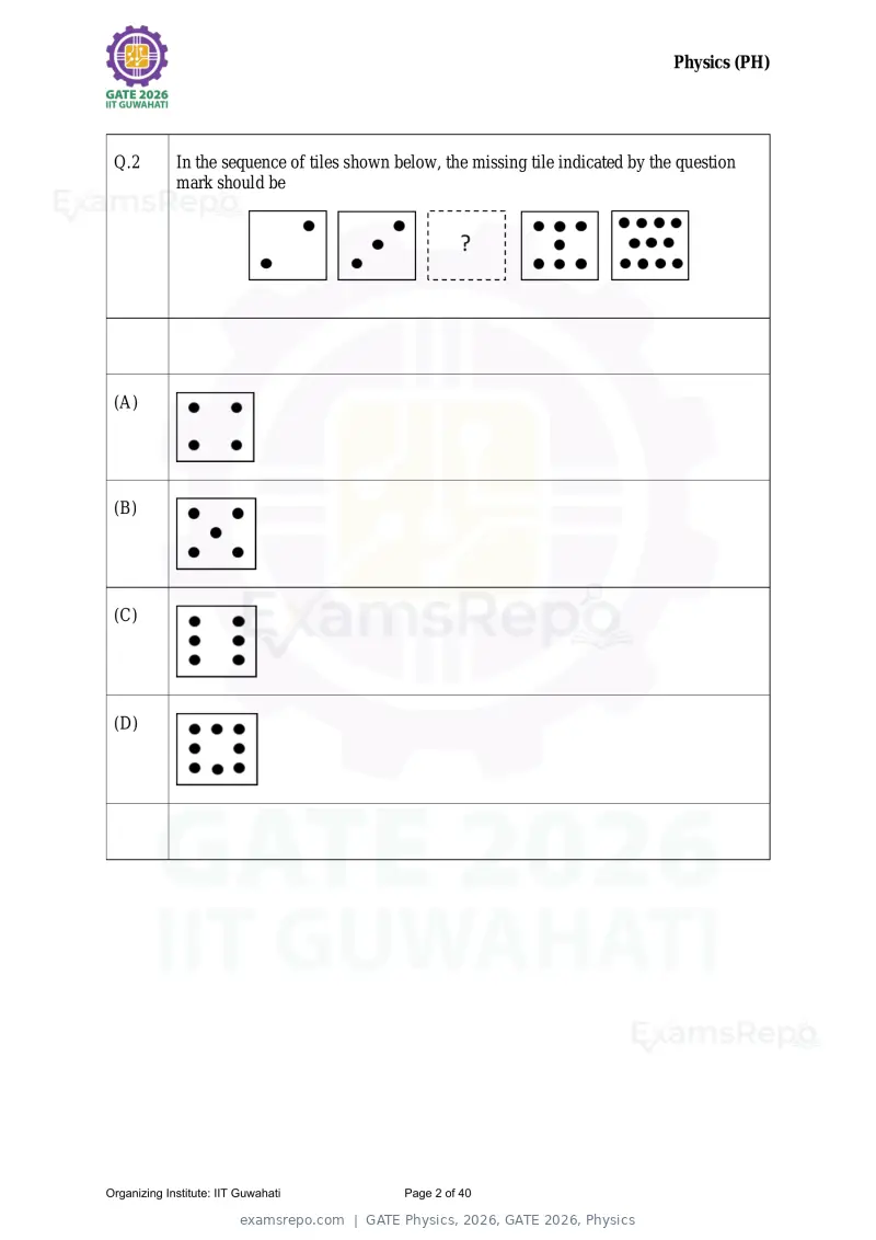 GATE Physics 2026 question paper, GATE 2026, Physics, page 2 of 40