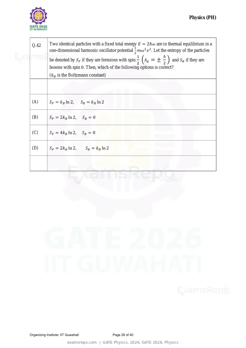 GATE Physics 2026 question paper, GATE 2026, Physics, page 26 of 40