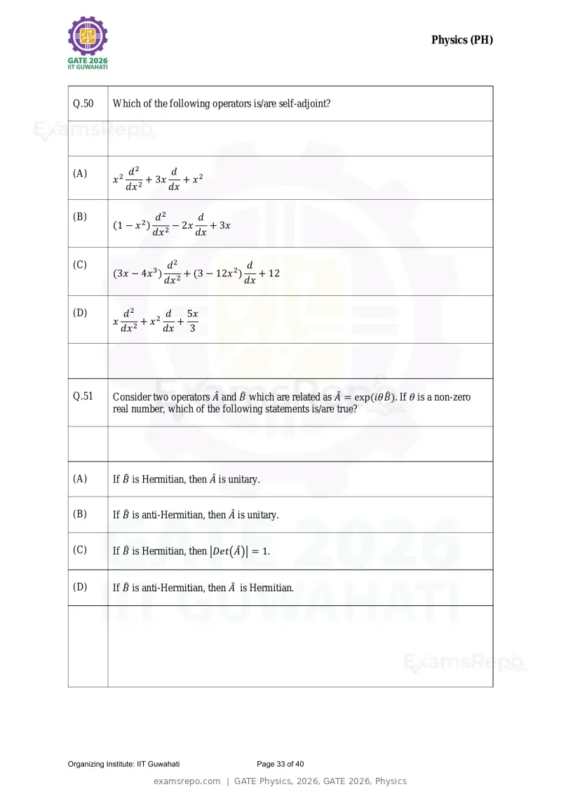 GATE Physics 2026 question paper, GATE 2026, Physics, page 33 of 40