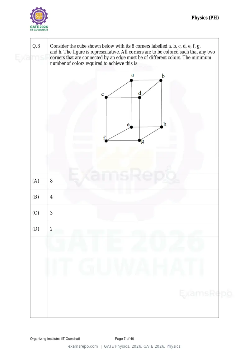 GATE Physics 2026 question paper, GATE 2026, Physics, page 7 of 40