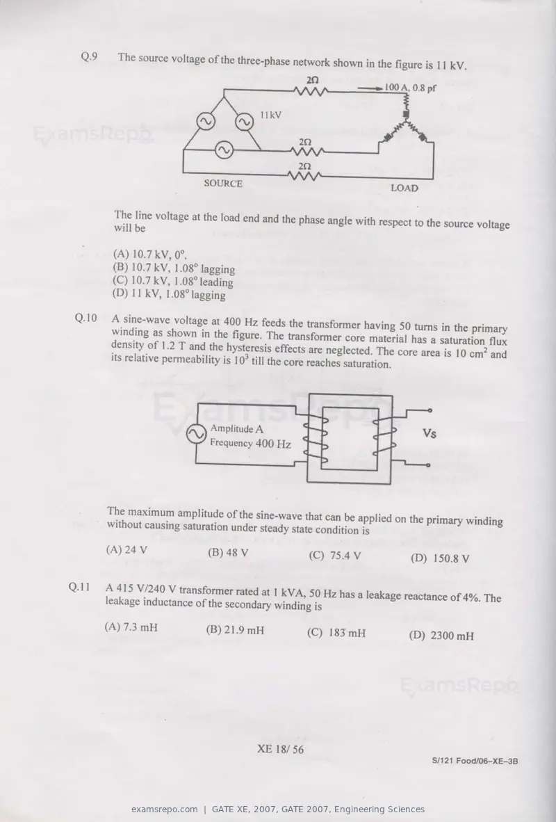 GATE XE 2007 question paper, GATE 2007, Engineering Sciences, page 18 of 50