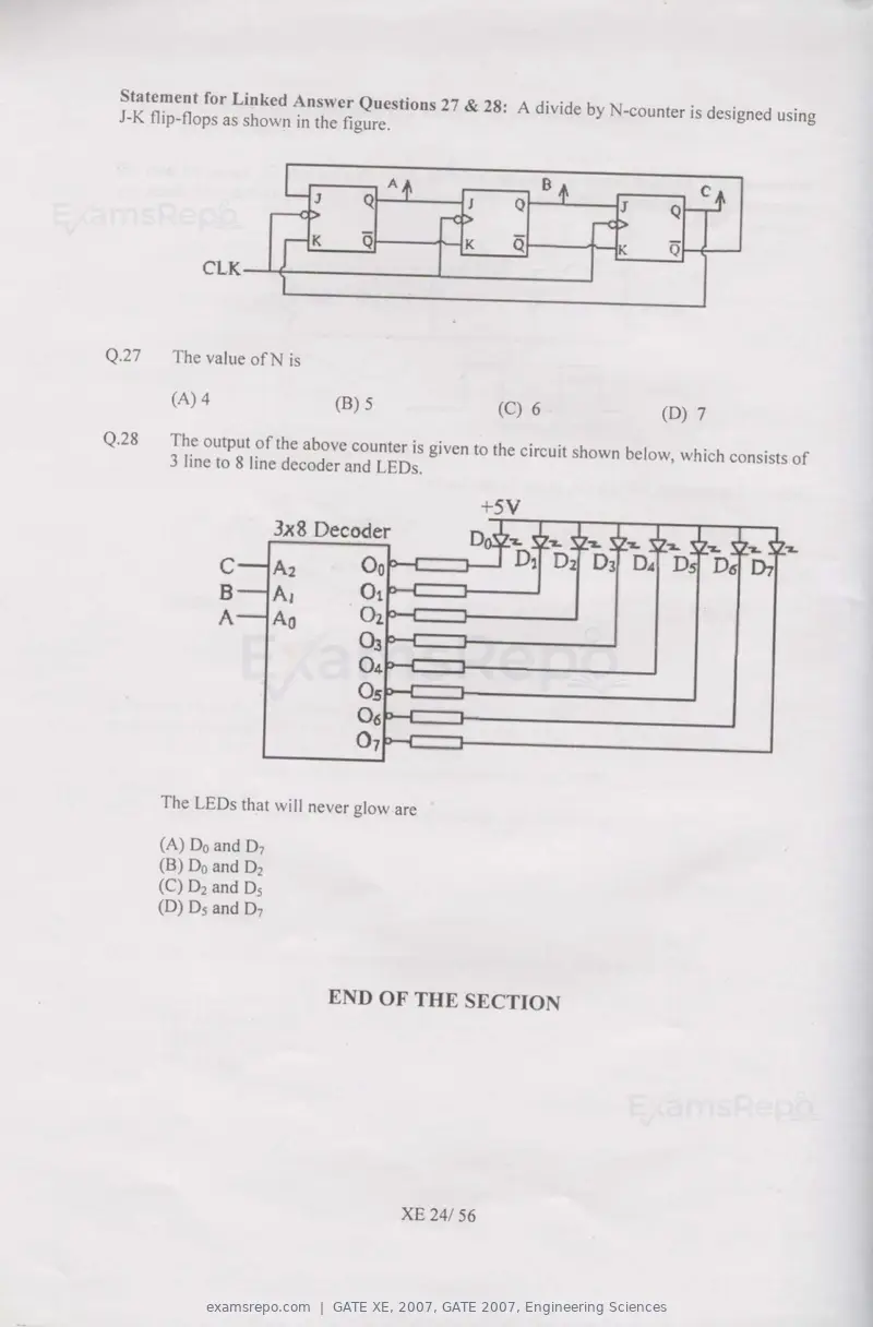 GATE XE 2007 question paper, GATE 2007, Engineering Sciences, page 24 of 50