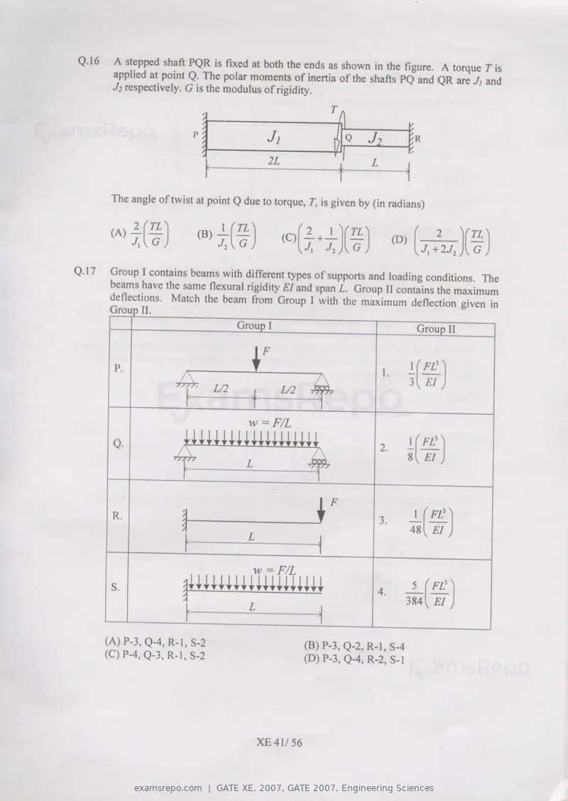 GATE XE 2007 question paper, GATE 2007, Engineering Sciences, page 41 of 50