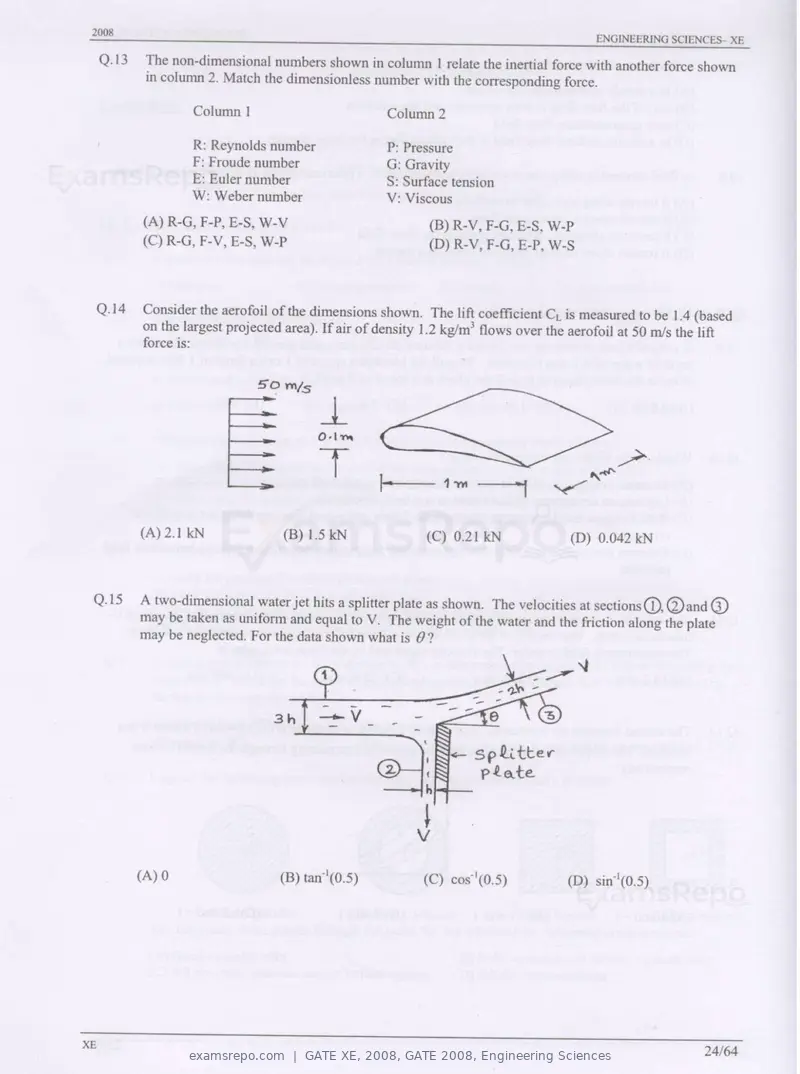 GATE XE 2008 question paper, GATE 2008, Engineering Sciences, page 24 of 60