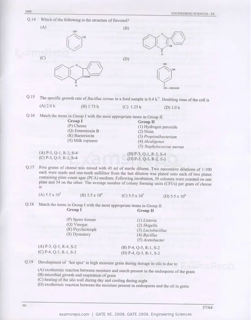 GATE XE 2008 question paper, GATE 2008, Engineering Sciences, page 57 of 60
