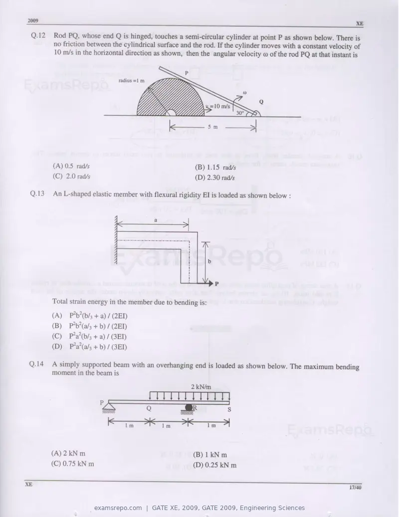 GATE XE 2009 question paper, GATE 2009, Engineering Sciences, page 17 of 33
