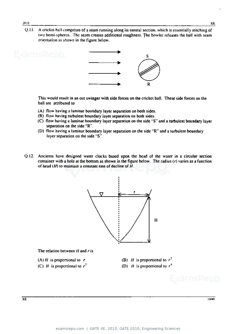 GATE XE 2010 question paper, GATE 2010, Engineering Sciences, page 10 of 40