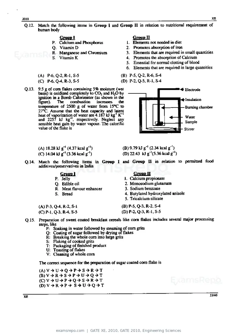 GATE XE 2010 question paper, GATE 2010, Engineering Sciences, page 33 of 40