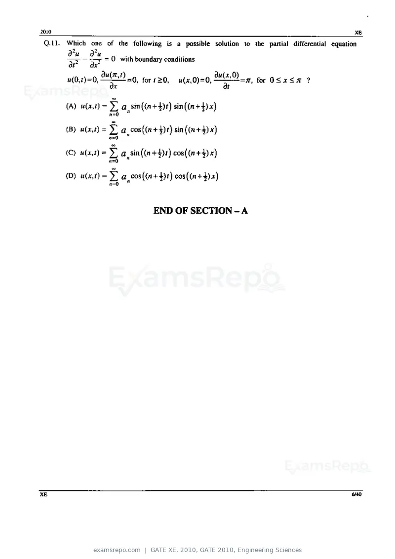 GATE XE 2010 question paper, GATE 2010, Engineering Sciences, page 6 of 40