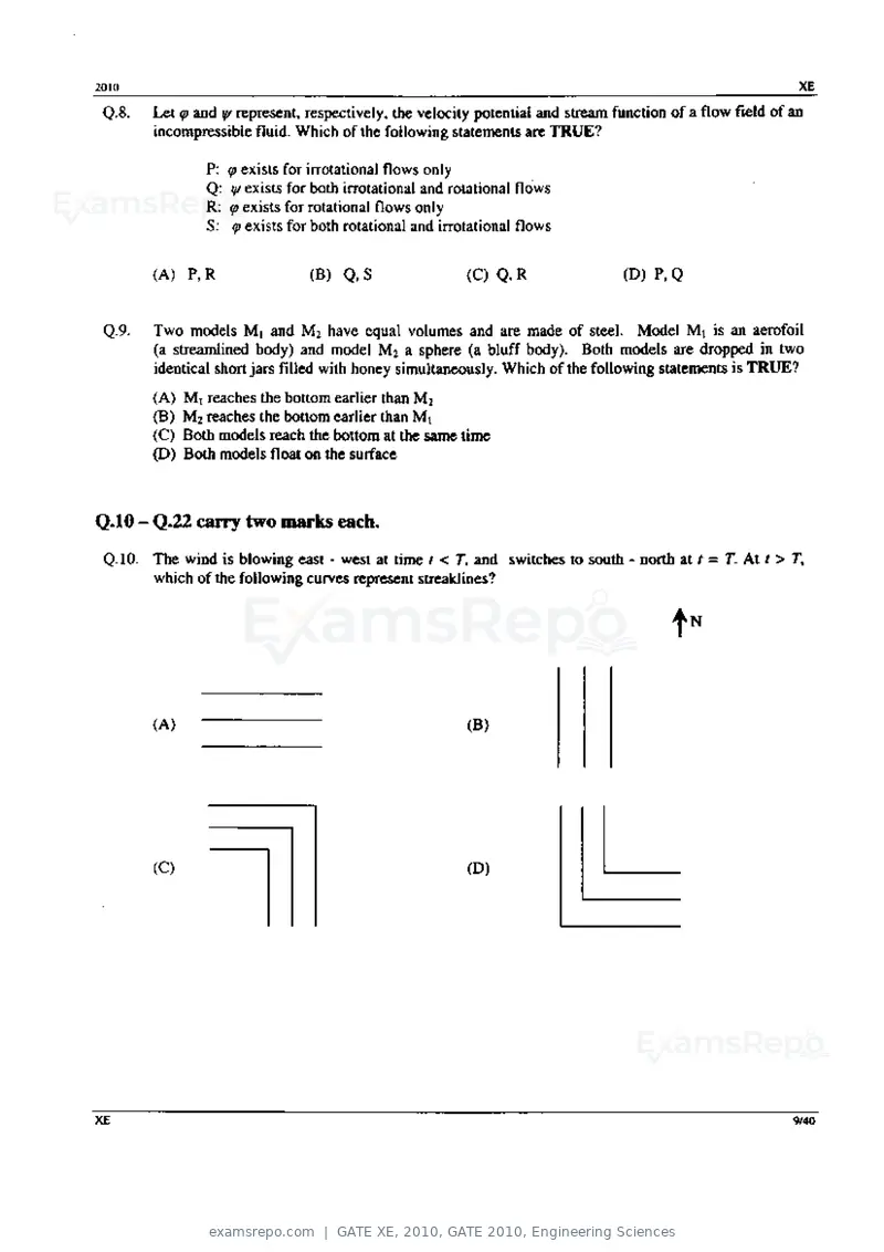 GATE XE 2010 question paper, GATE 2010, Engineering Sciences, page 9 of 40