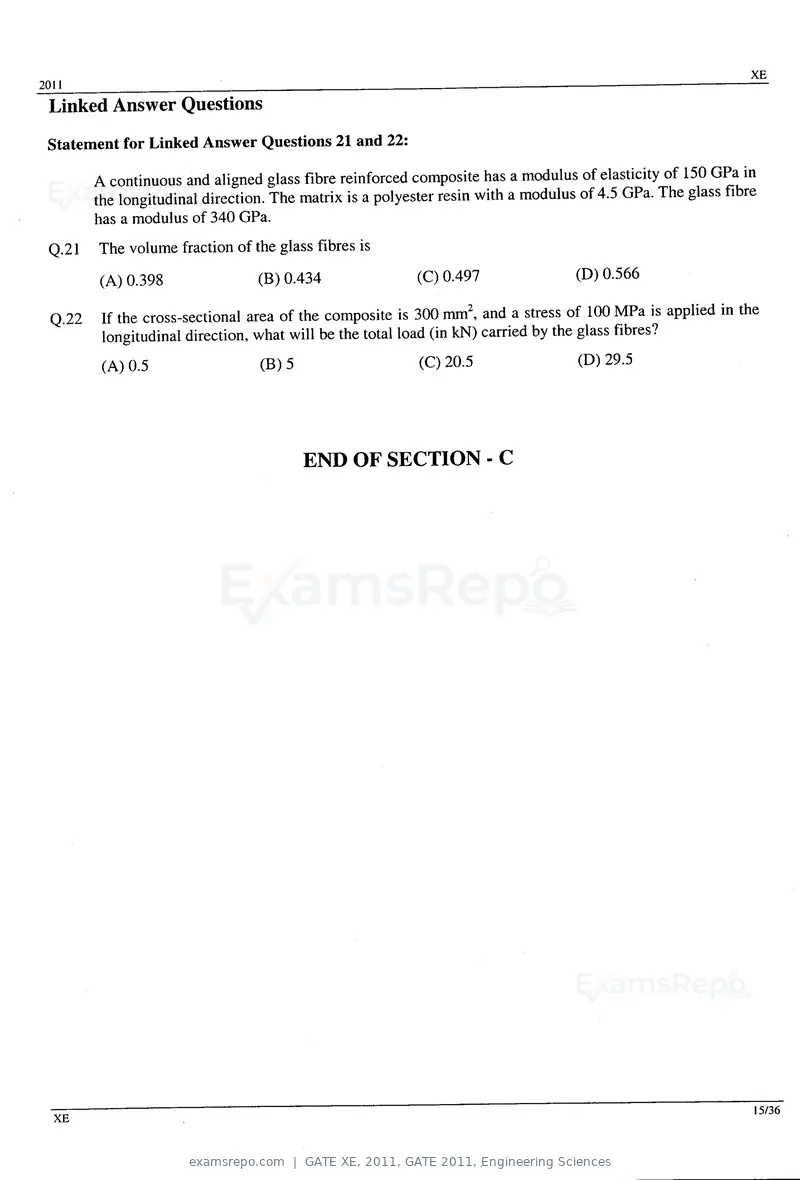 GATE XE 2011 question paper, GATE 2011, Engineering Sciences, page 15 of 32