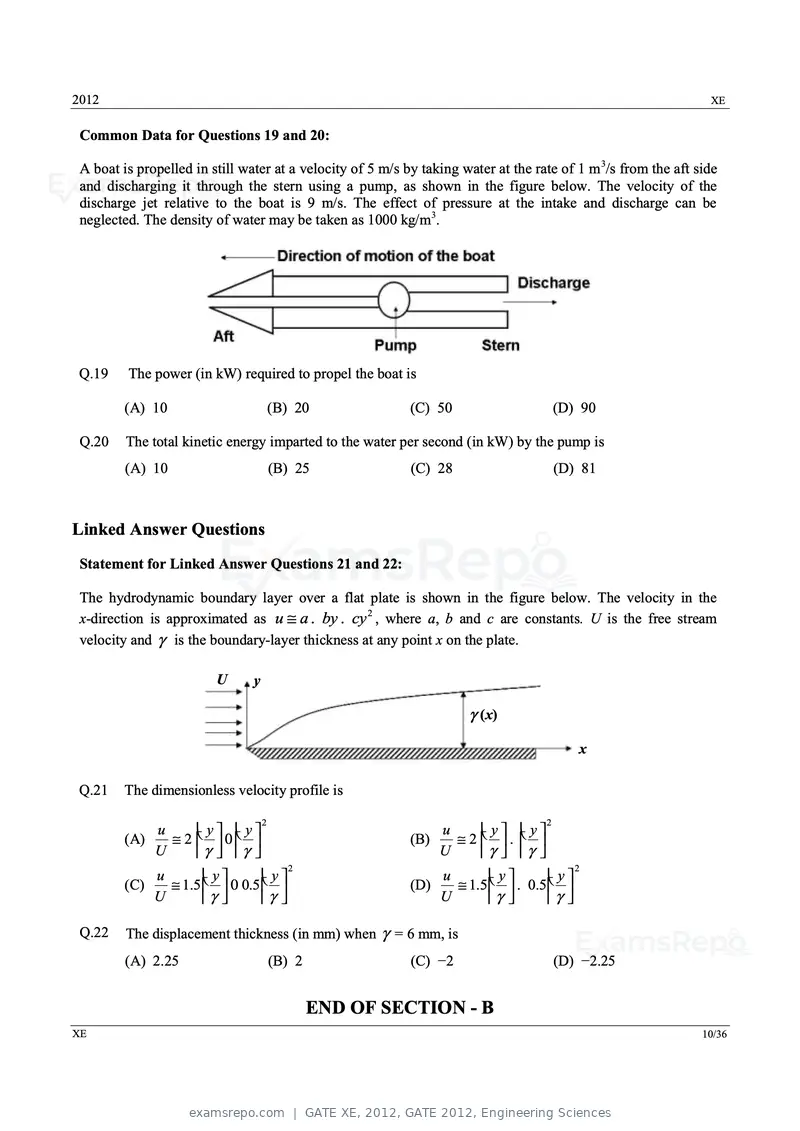 GATE XE 2012 question paper, GATE 2012, Engineering Sciences, page 10 of 33