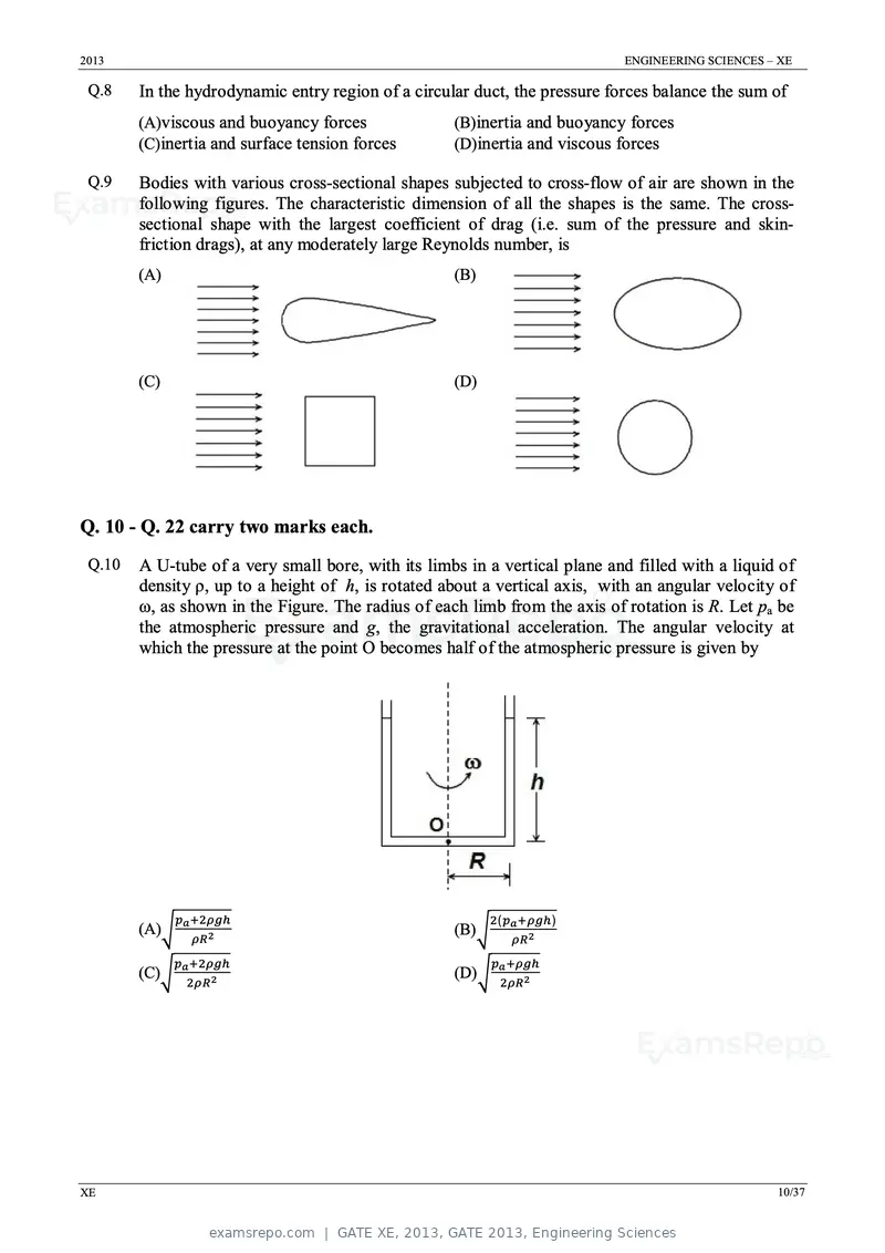 GATE XE 2013 question paper, GATE 2013, Engineering Sciences, page 10 of 37