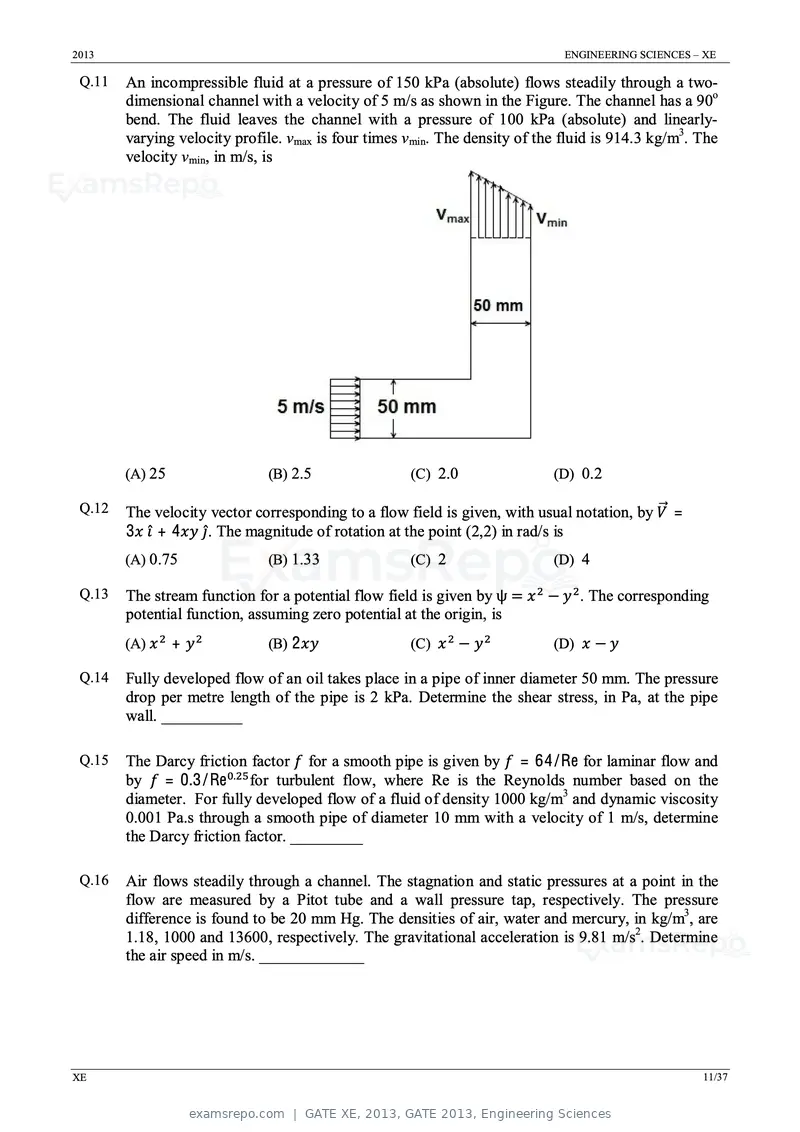 GATE XE 2013 question paper, GATE 2013, Engineering Sciences, page 11 of 37