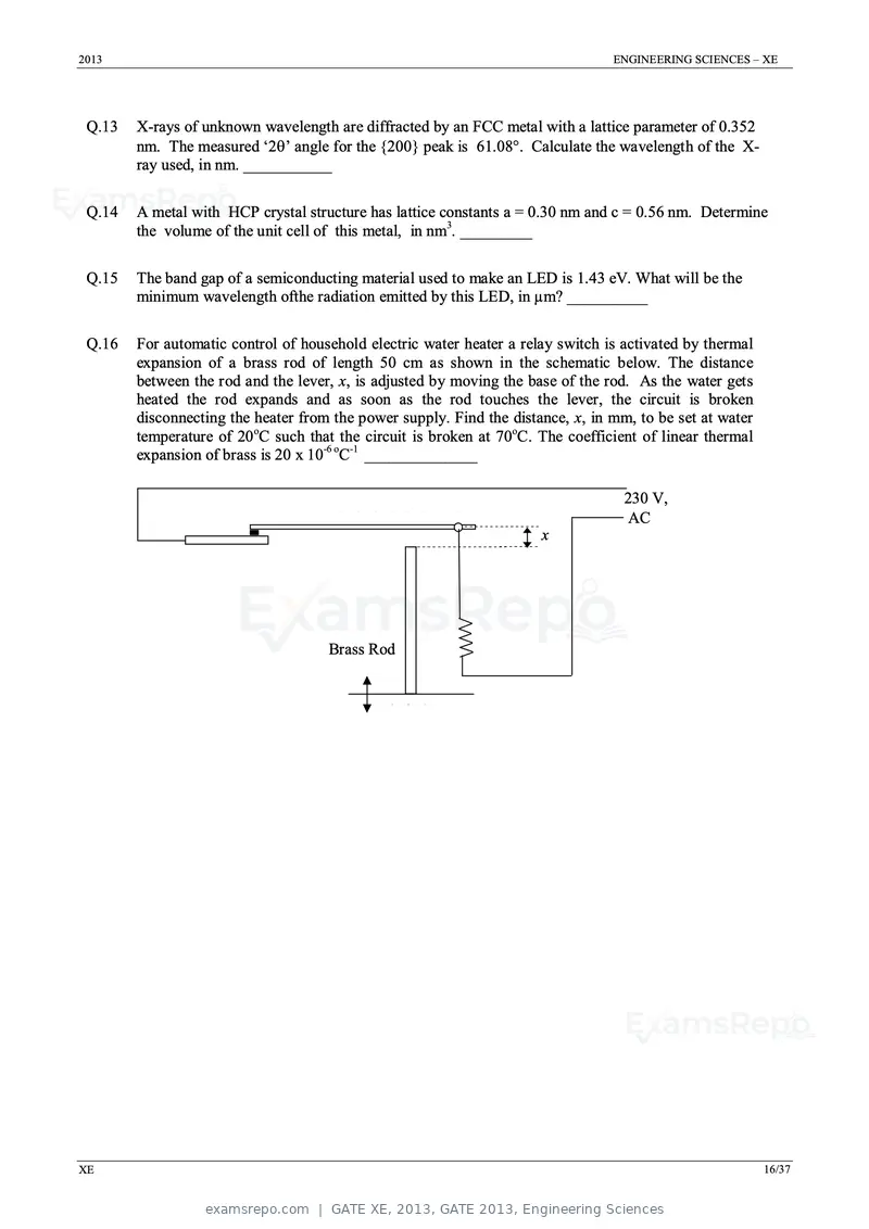 GATE XE 2013 question paper, GATE 2013, Engineering Sciences, page 16 of 37