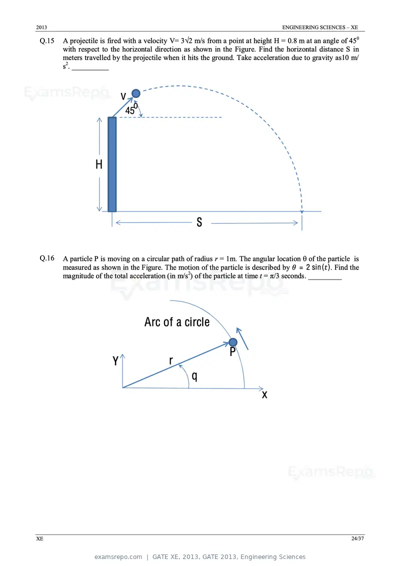 GATE XE 2013 question paper, GATE 2013, Engineering Sciences, page 24 of 37