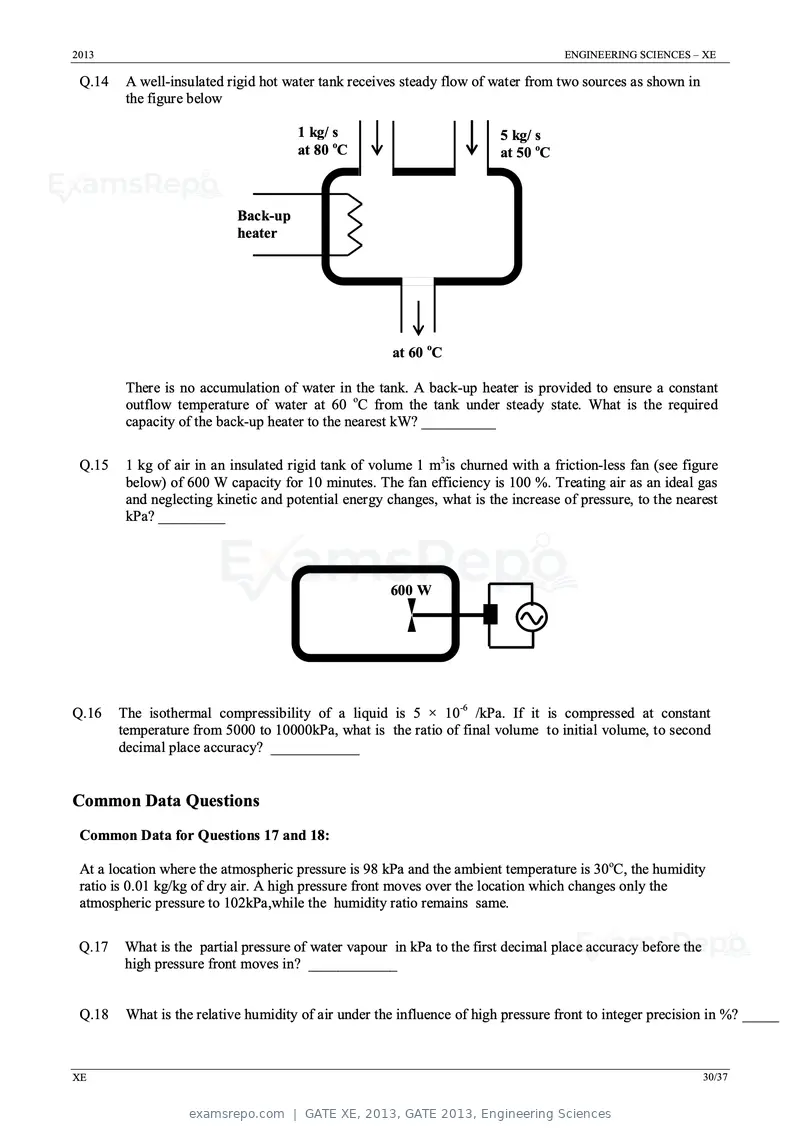 GATE XE 2013 question paper, GATE 2013, Engineering Sciences, page 30 of 37