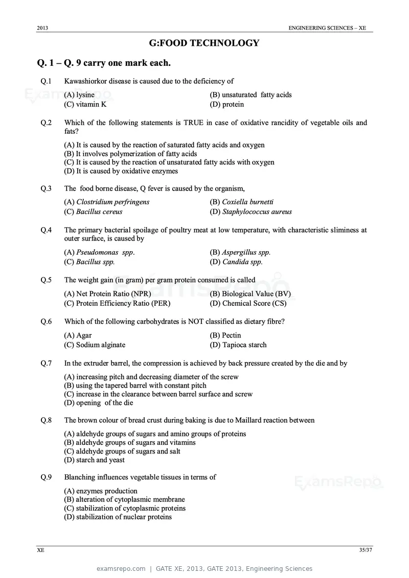 GATE XE 2013 question paper, GATE 2013, Engineering Sciences, page 35 of 37