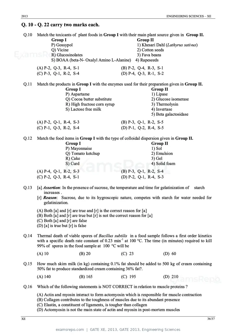GATE XE 2013 question paper, GATE 2013, Engineering Sciences, page 36 of 37