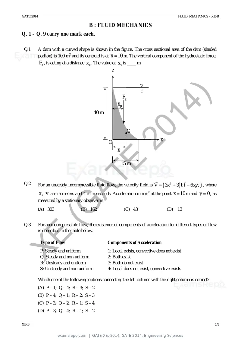 GATE XE 2014 question paper, GATE 2014, Engineering Sciences, page 10 of 47