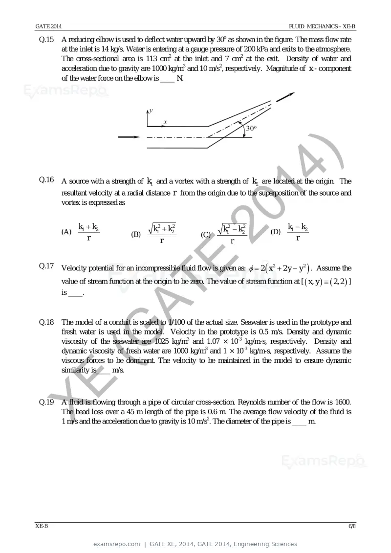GATE XE 2014 question paper, GATE 2014, Engineering Sciences, page 15 of 47