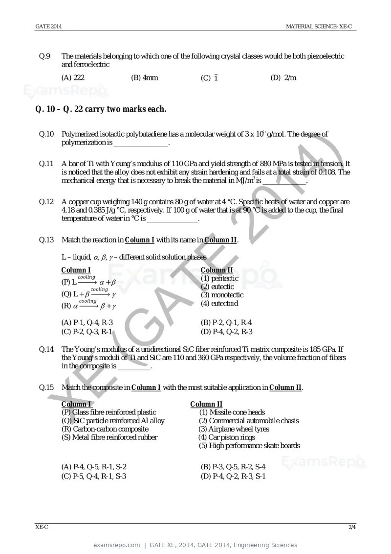 GATE XE 2014 question paper, GATE 2014, Engineering Sciences, page 19 of 47