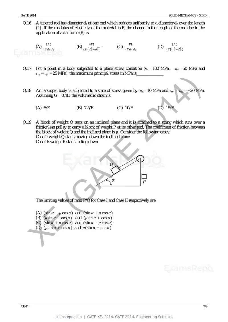 GATE XE 2014 question paper, GATE 2014, Engineering Sciences, page 28 of 47