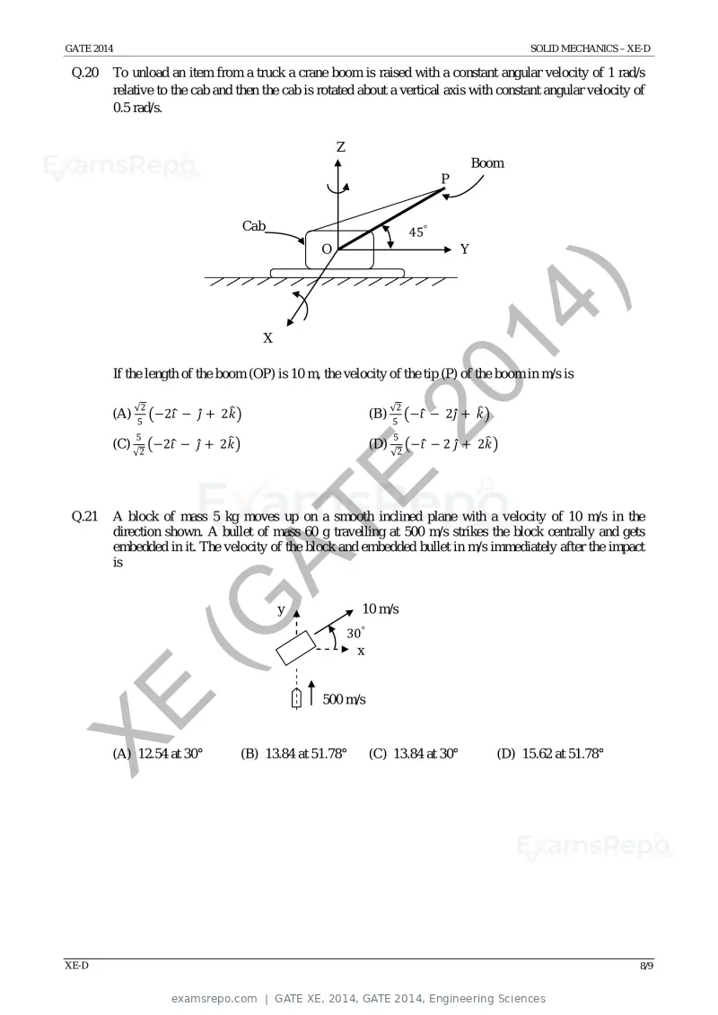 GATE XE 2014 question paper, GATE 2014, Engineering Sciences, page 29 of 47