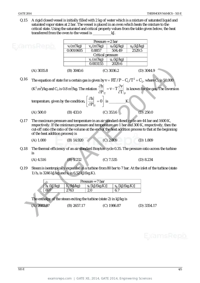 GATE XE 2014 question paper, GATE 2014, Engineering Sciences, page 34 of 47