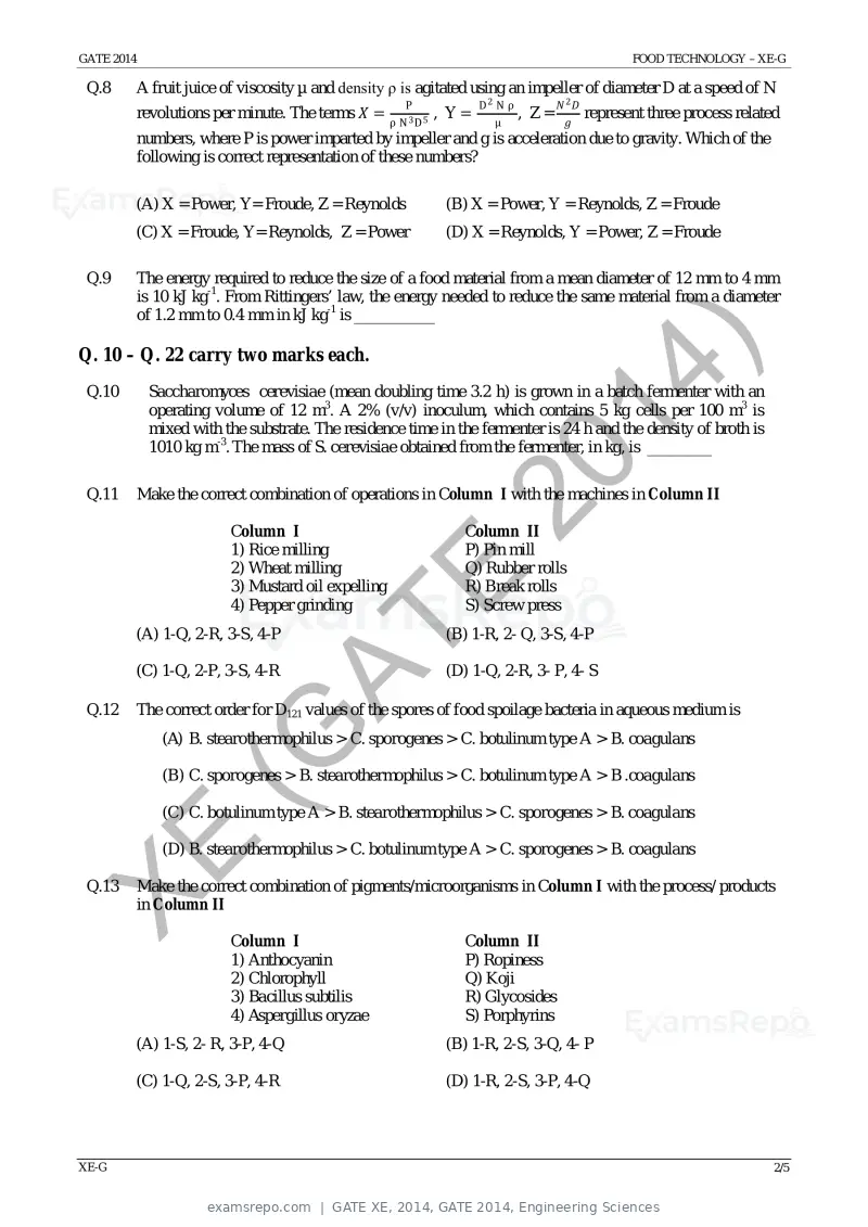 GATE XE 2014 question paper, GATE 2014, Engineering Sciences, page 42 of 47