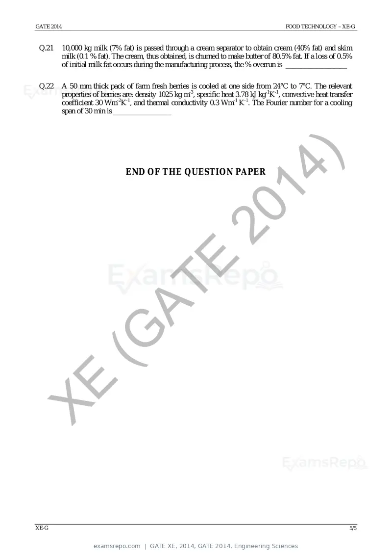 GATE XE 2014 question paper, GATE 2014, Engineering Sciences, page 45 of 47