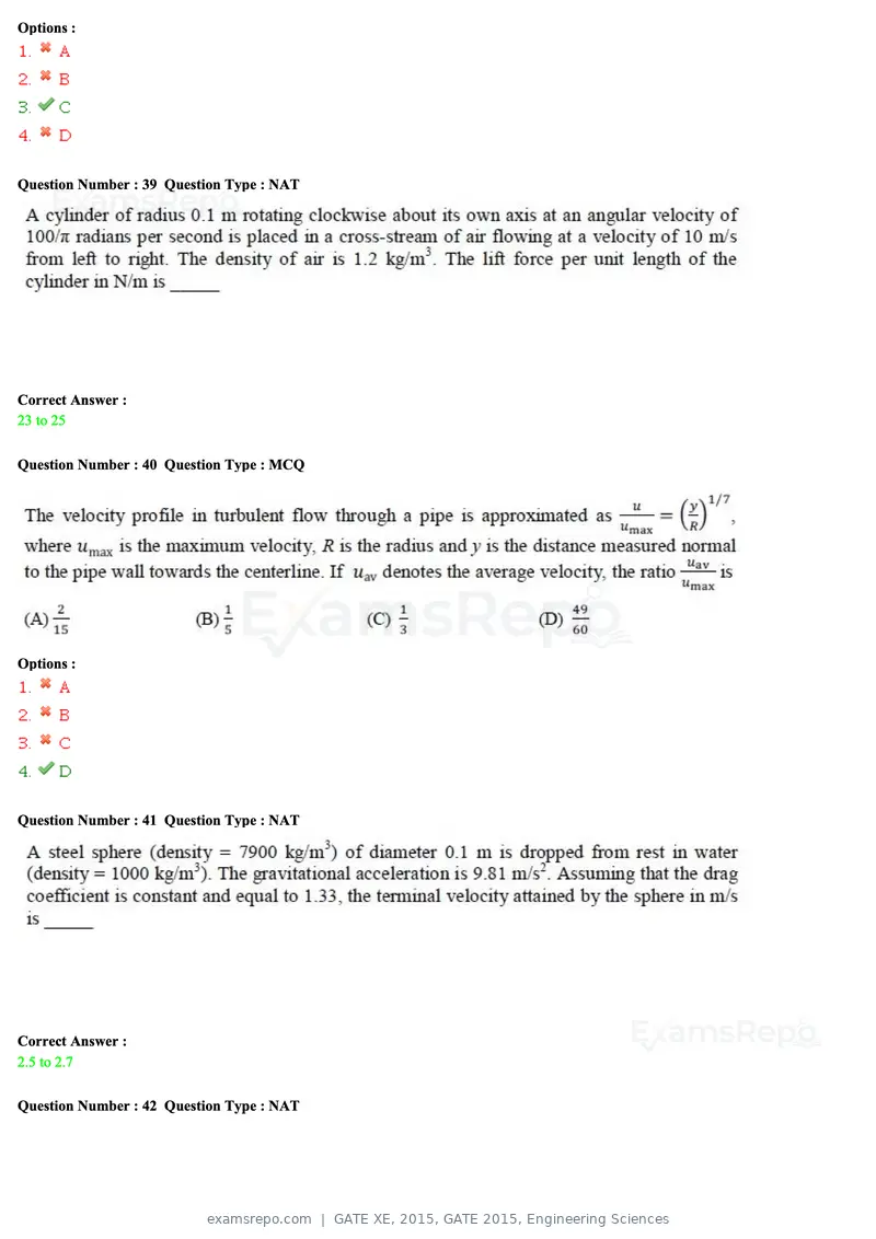 GATE XE 2015 question paper, GATE 2015, Engineering Sciences, page 14 of 50