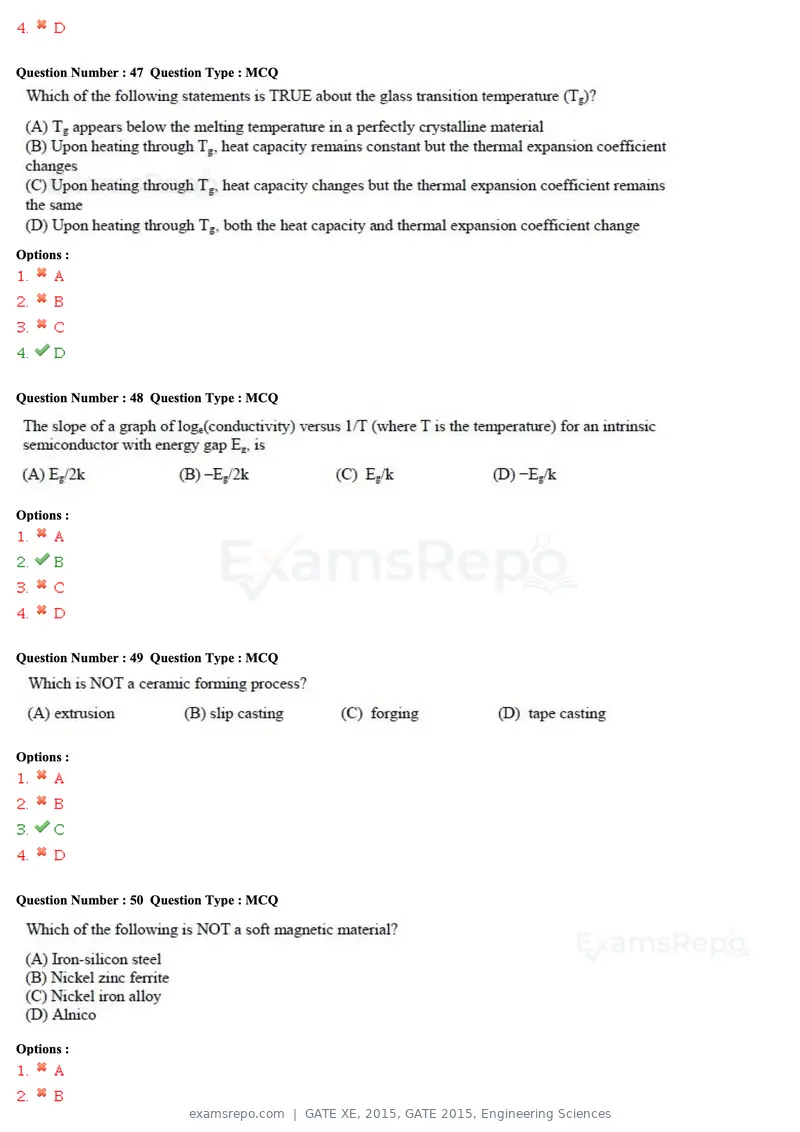 GATE XE 2015 question paper, GATE 2015, Engineering Sciences, page 17 of 50