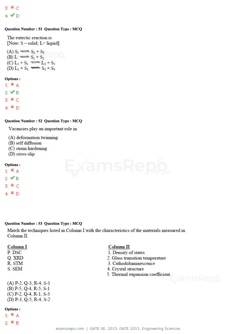 GATE XE 2015 question paper, GATE 2015, Engineering Sciences, page 18 of 50