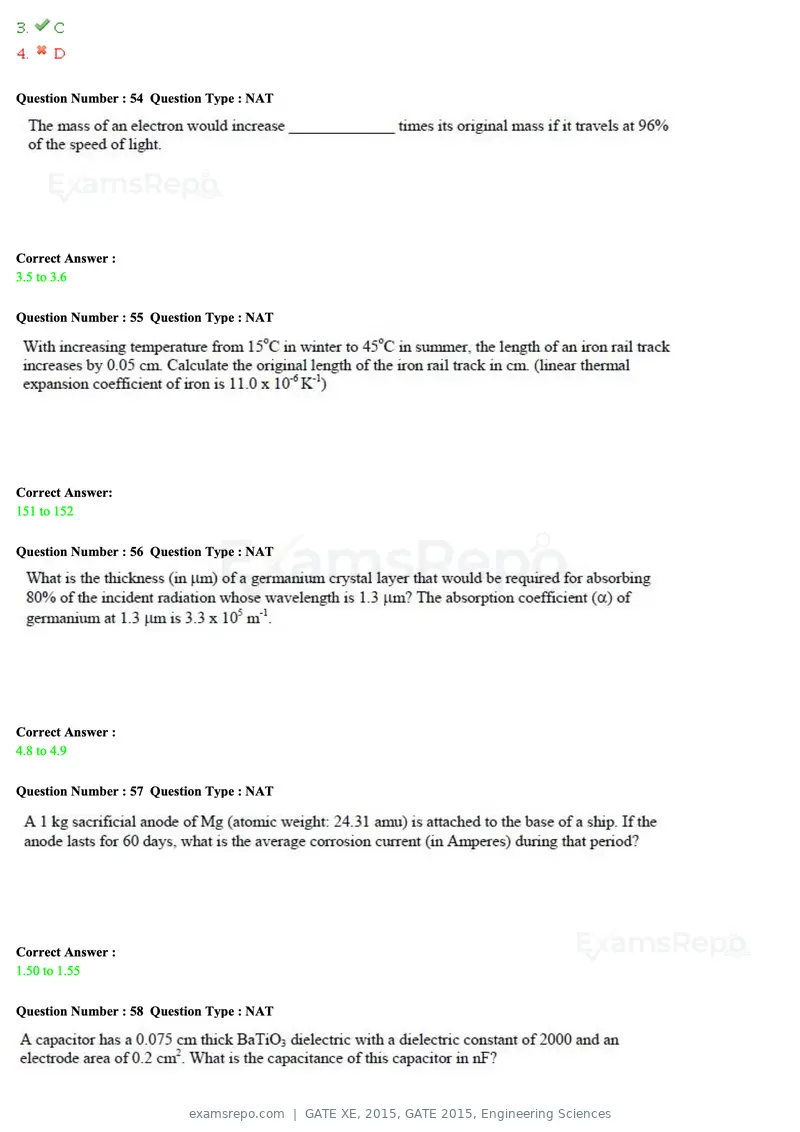 GATE XE 2015 question paper, GATE 2015, Engineering Sciences, page 19 of 50
