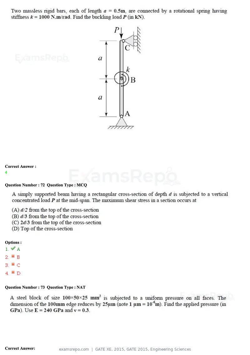 GATE XE 2015 question paper, GATE 2015, Engineering Sciences, page 24 of 50