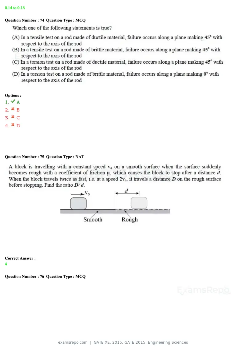 GATE XE 2015 question paper, GATE 2015, Engineering Sciences, page 25 of 50