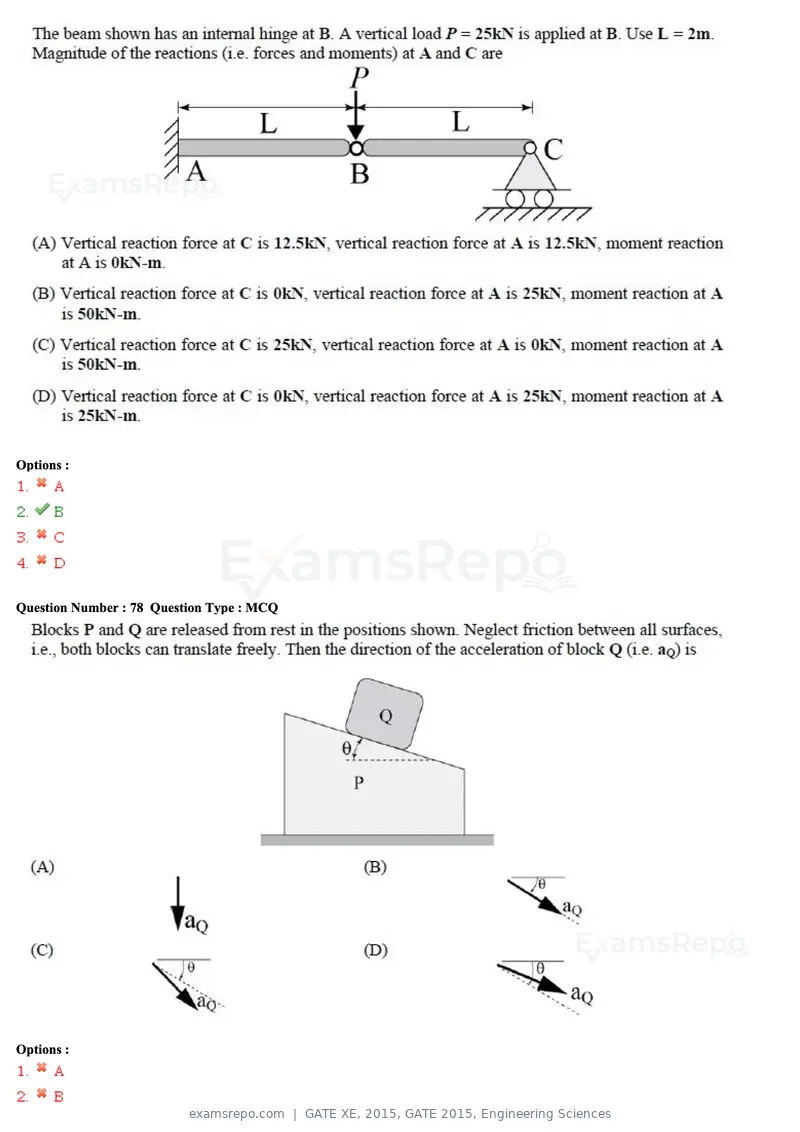 GATE XE 2015 question paper, GATE 2015, Engineering Sciences, page 27 of 50