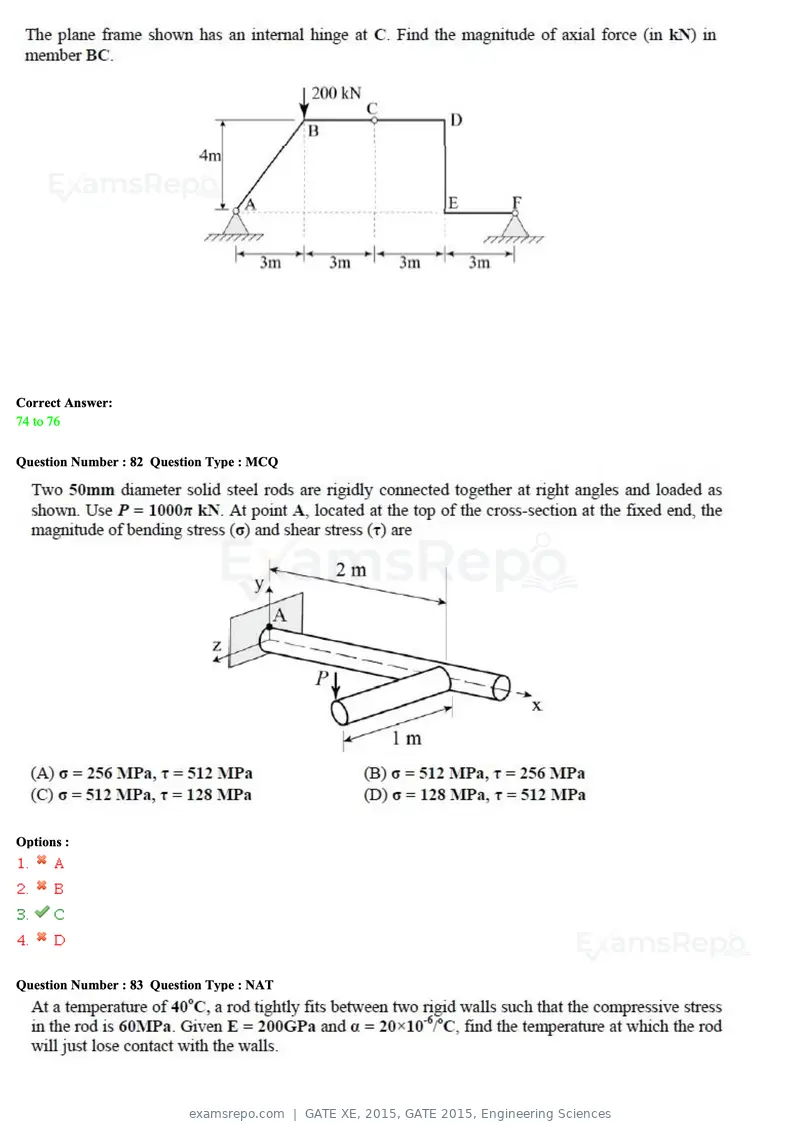 GATE XE 2015 question paper, GATE 2015, Engineering Sciences, page 29 of 50