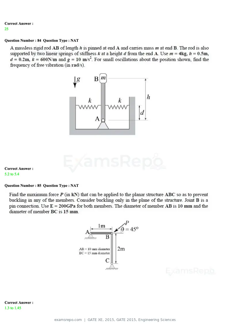 GATE XE 2015 question paper, GATE 2015, Engineering Sciences, page 30 of 50