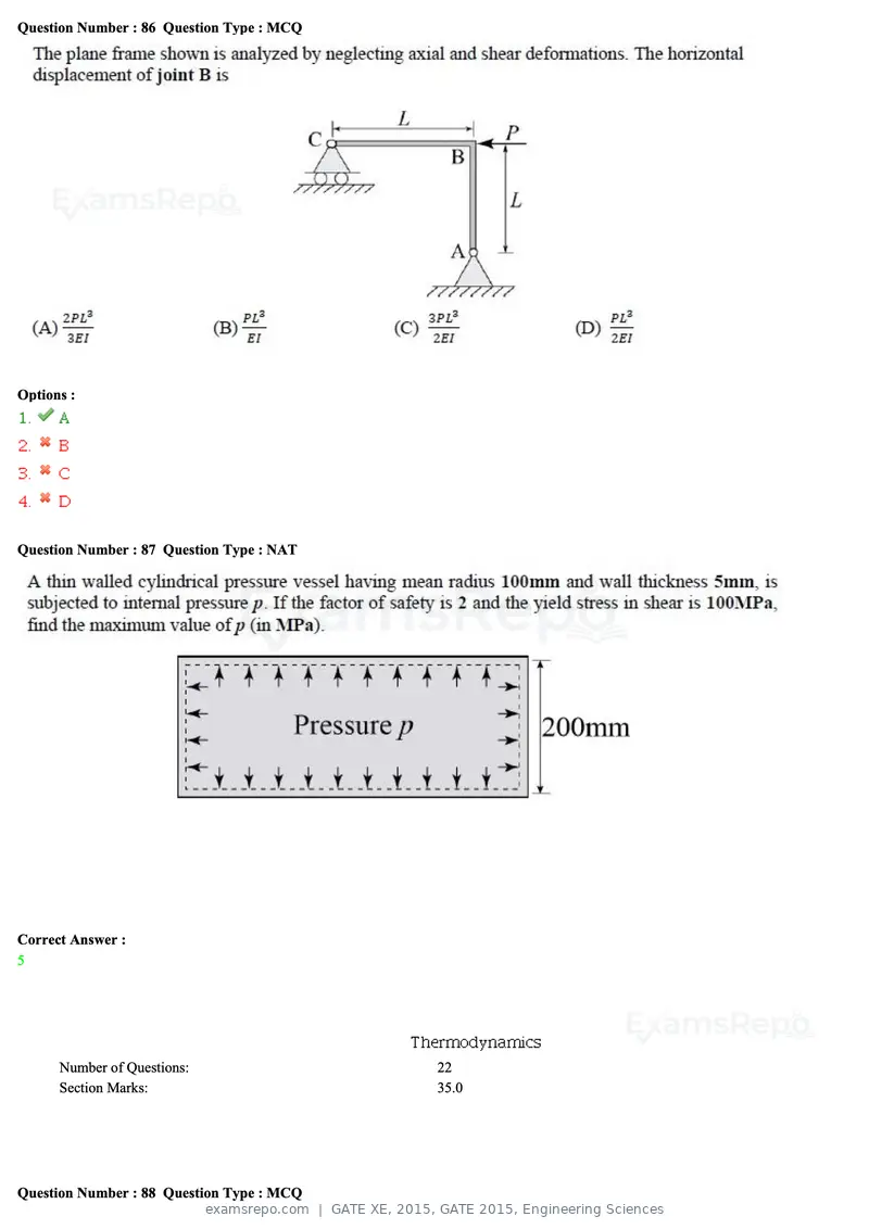 GATE XE 2015 question paper, GATE 2015, Engineering Sciences, page 31 of 50
