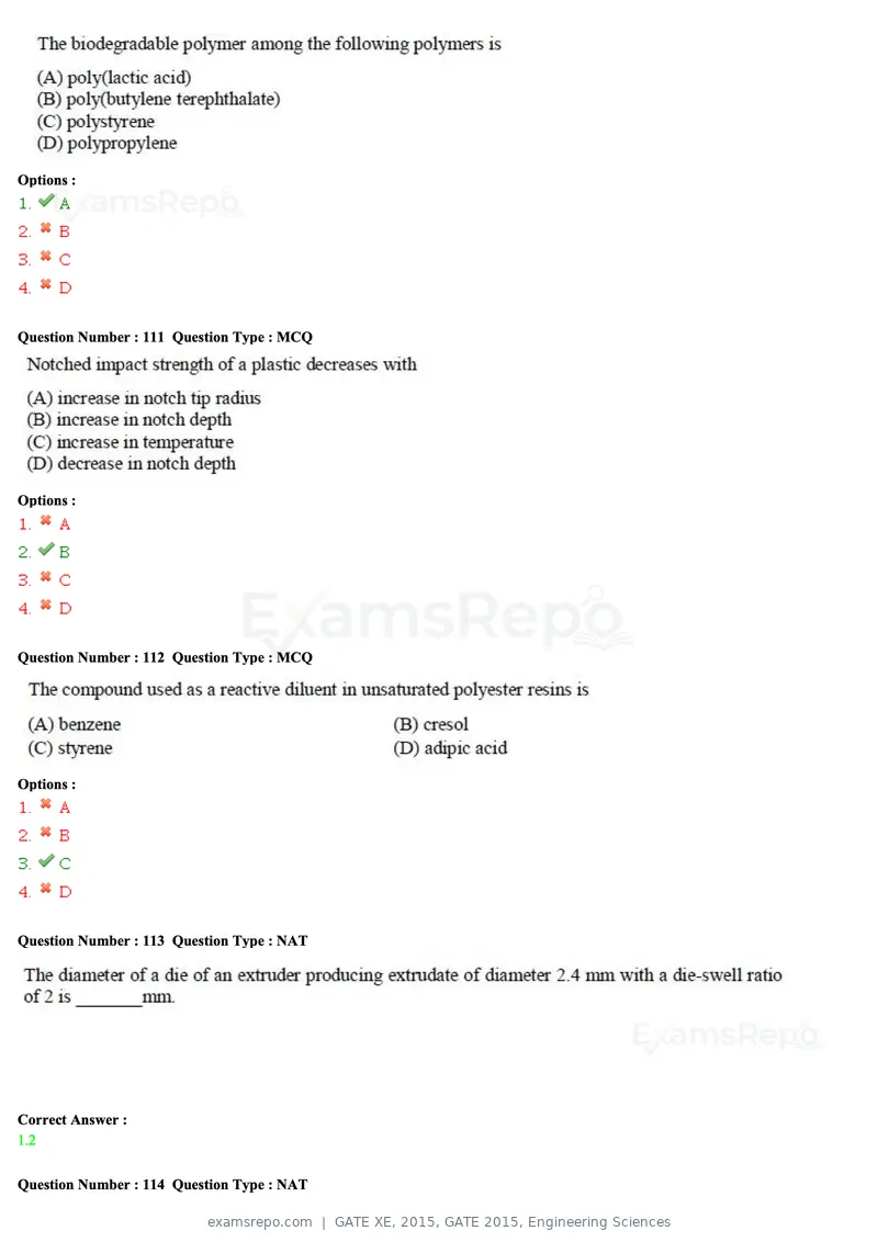 GATE XE 2015 question paper, GATE 2015, Engineering Sciences, page 38 of 50