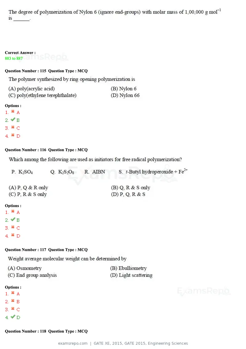 GATE XE 2015 question paper, GATE 2015, Engineering Sciences, page 39 of 50