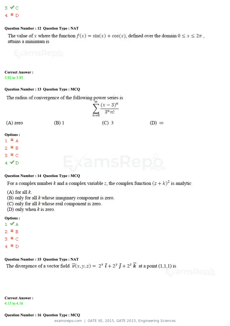 GATE XE 2015 question paper, GATE 2015, Engineering Sciences, page 5 of 50