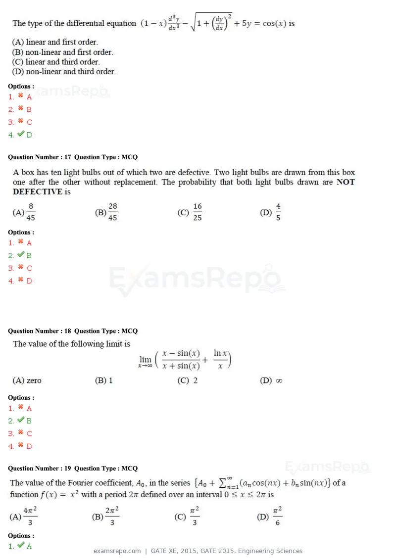 GATE XE 2015 question paper, GATE 2015, Engineering Sciences, page 6 of 50